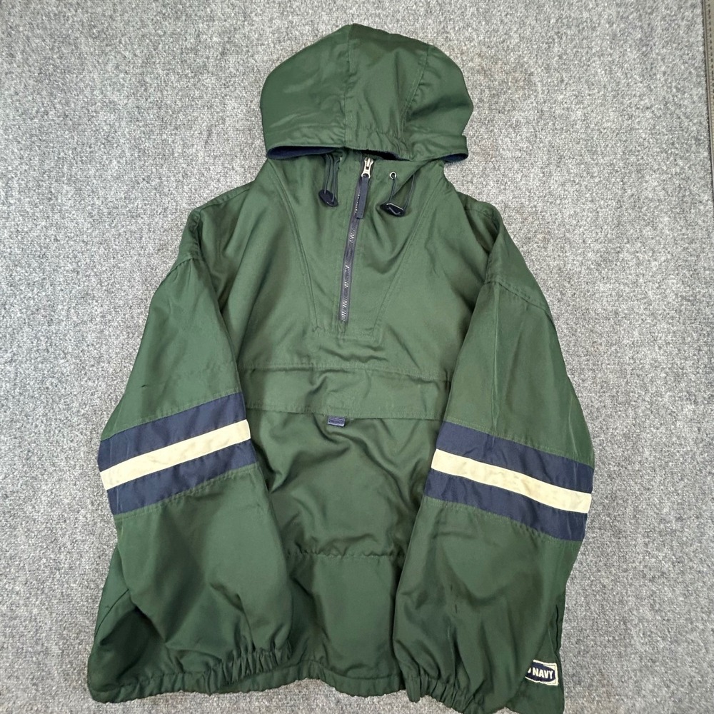Vintage Old Navy Anorak Jacket Mens Large Green Half Zip Pullover Hooded 90s
